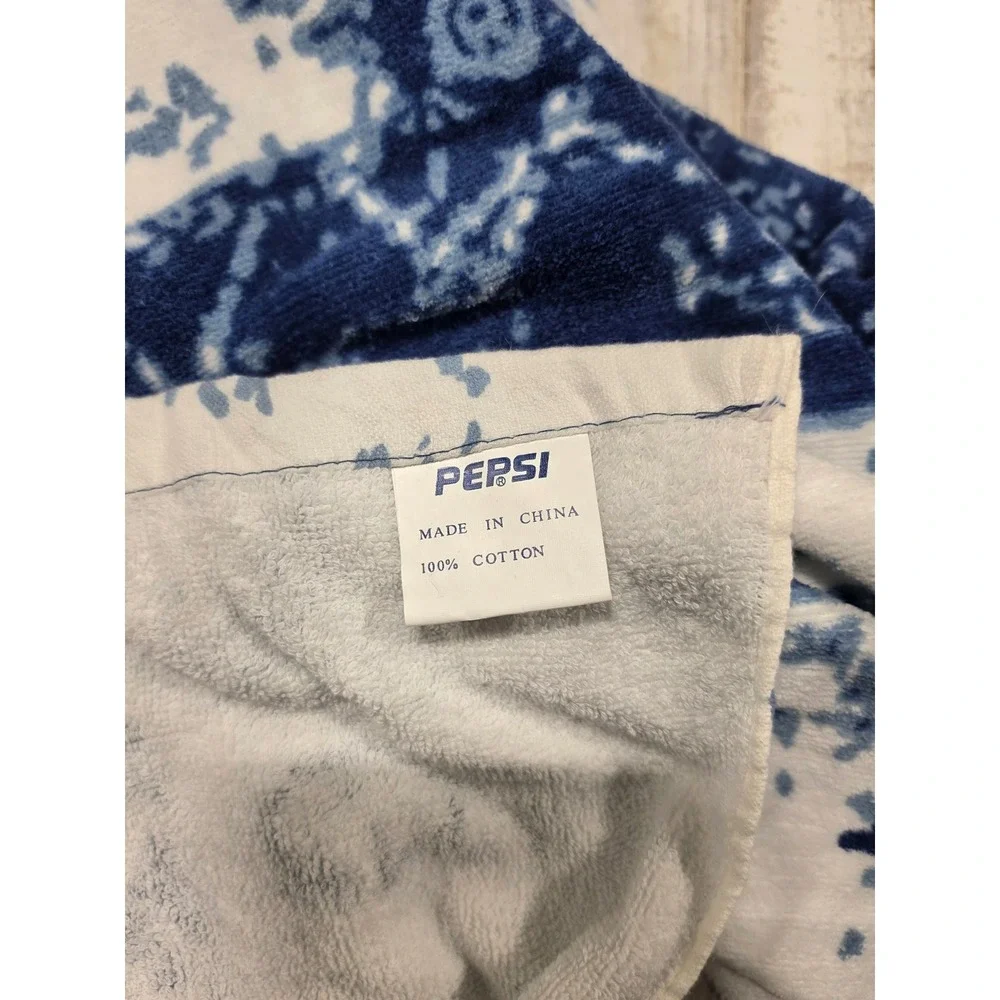 Vintage Pepsi Generation Beach Towel Blue White Cotton Like‎ Nothing Else Logo